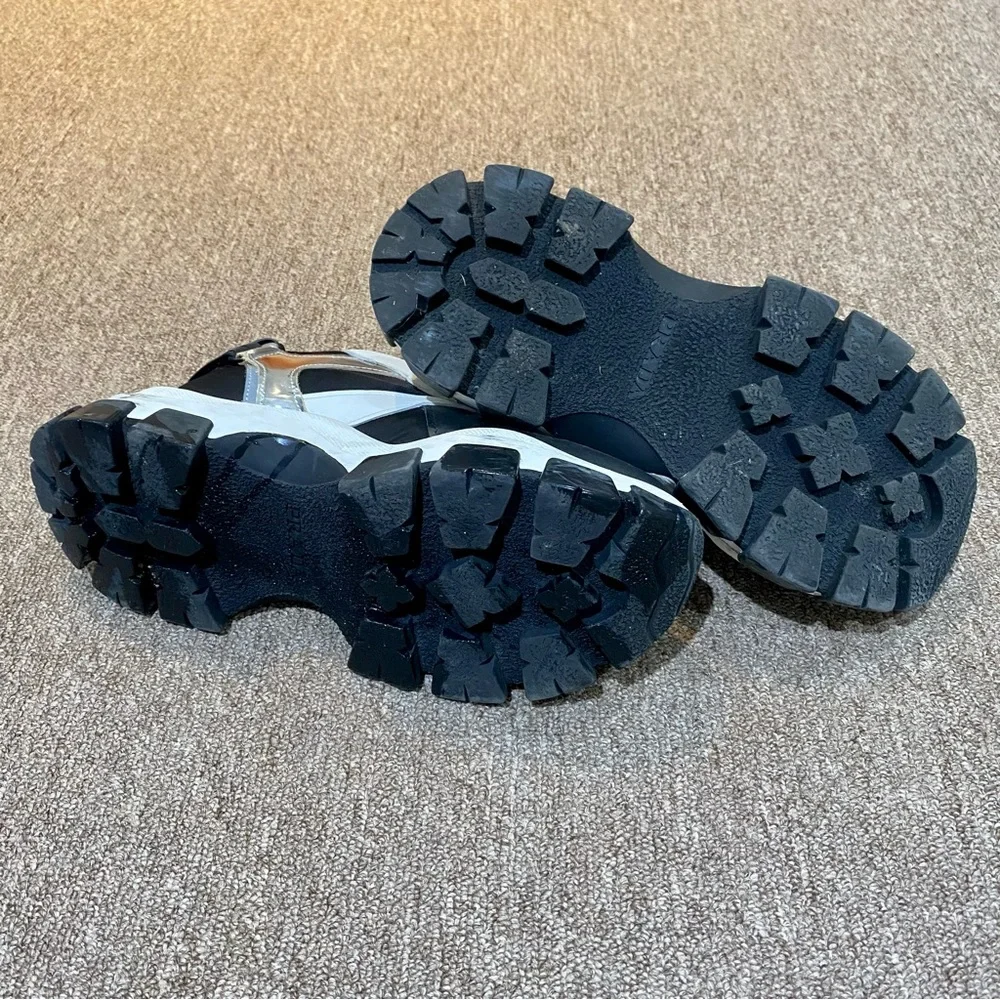 Prada Block Chunky Platform Sneakers Black White Holographic Size 41 - Picture 6 of 8